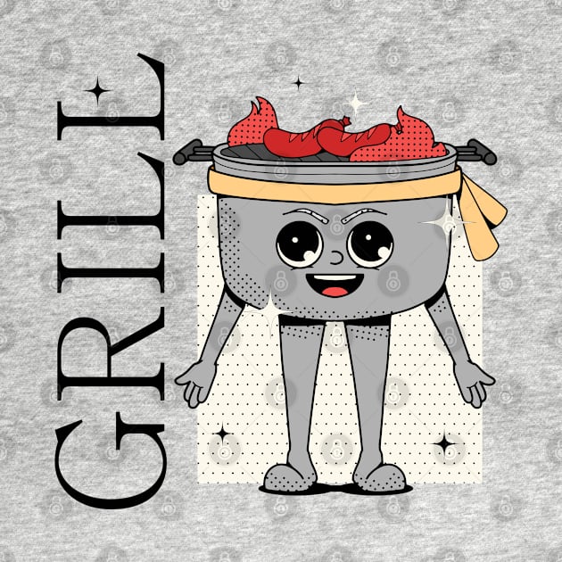 Hand Drawn Grill Funny by Mako Design 